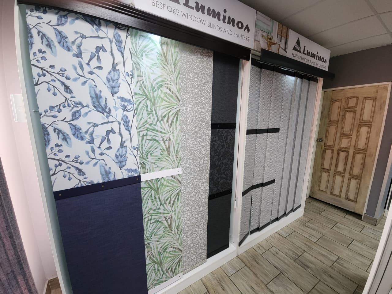 Panel blinds and vertical sheers in the Linric Blinds showroom