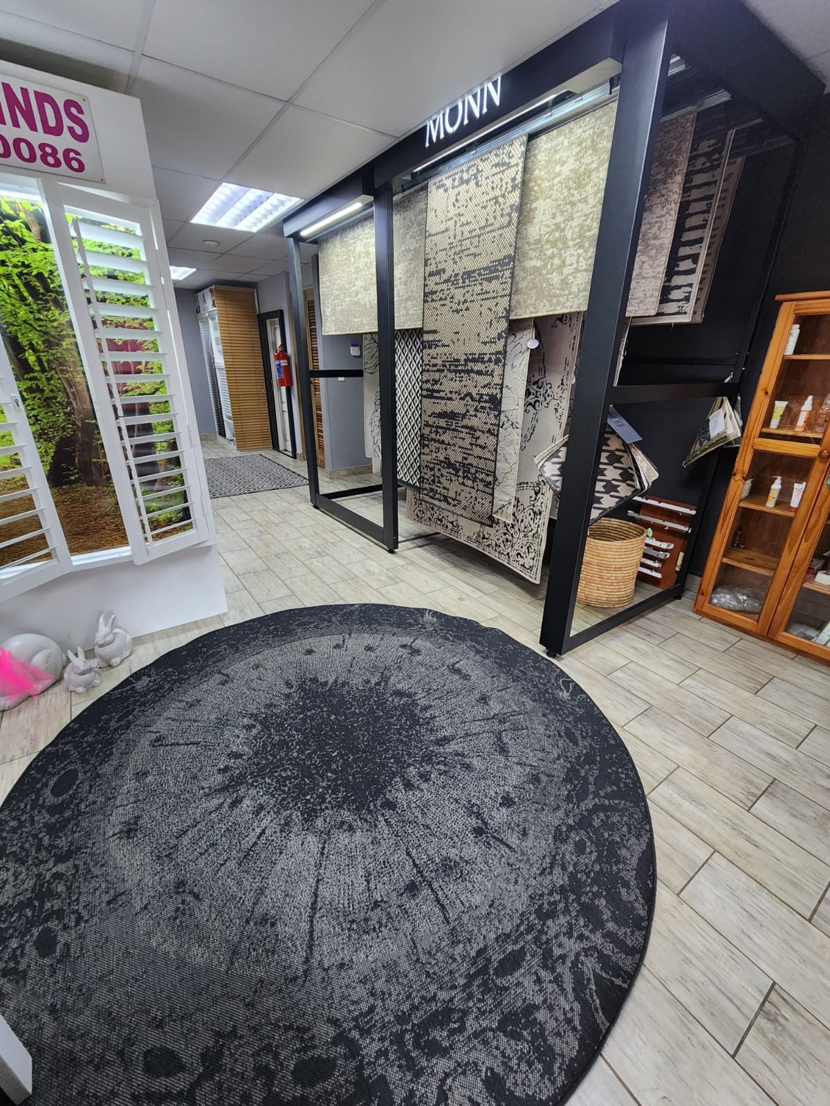The MONN rug display at Linric Blinds in Rustenburg